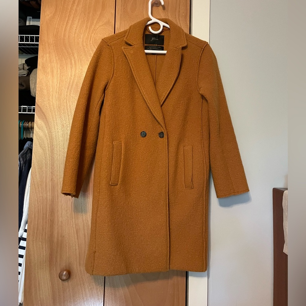 JCrew Daphne Topcoat Coat Womens 8P Italian Boiled Wool Ochre Tan